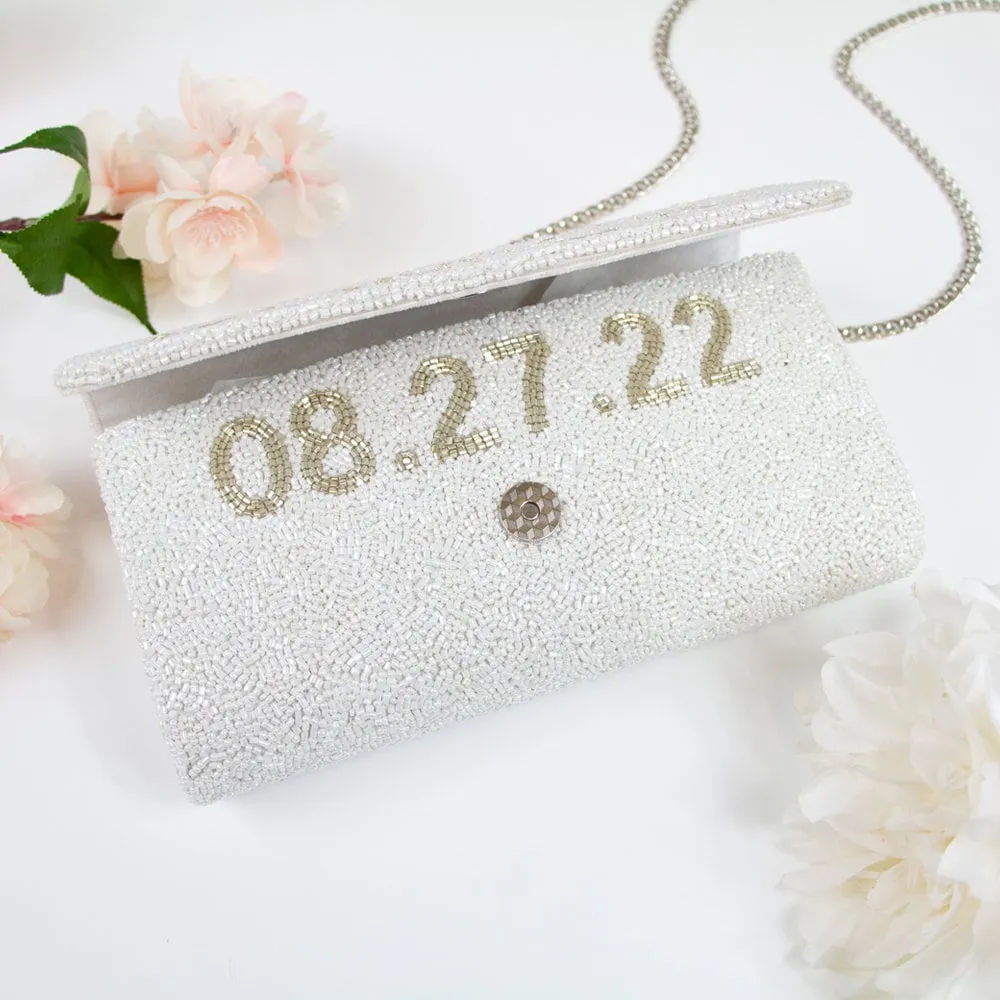 Personalized Pearl Beaded Clutch (FOG)