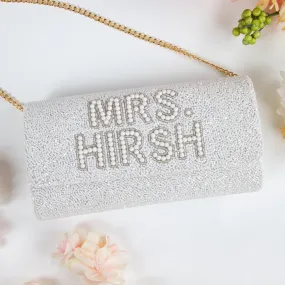 Personalized Pearl Beaded Clutch (FOG)