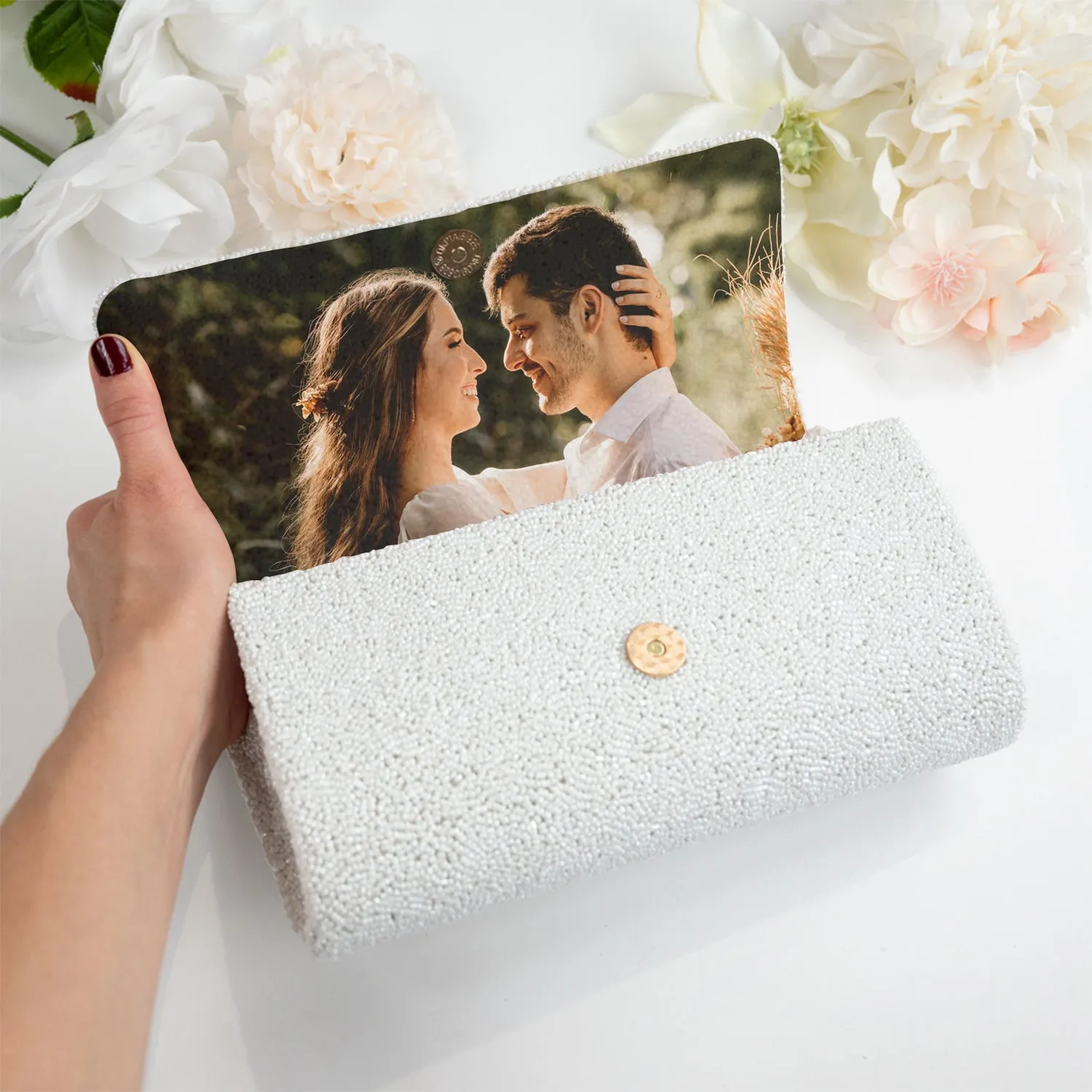 Personalized Pearl Beaded Clutch (FOG)