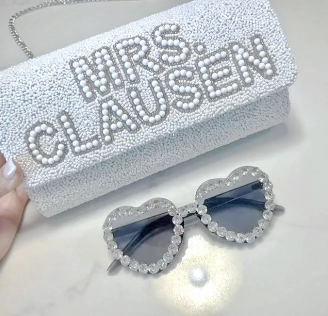 Personalized Pearl Beaded Clutch (FOG)