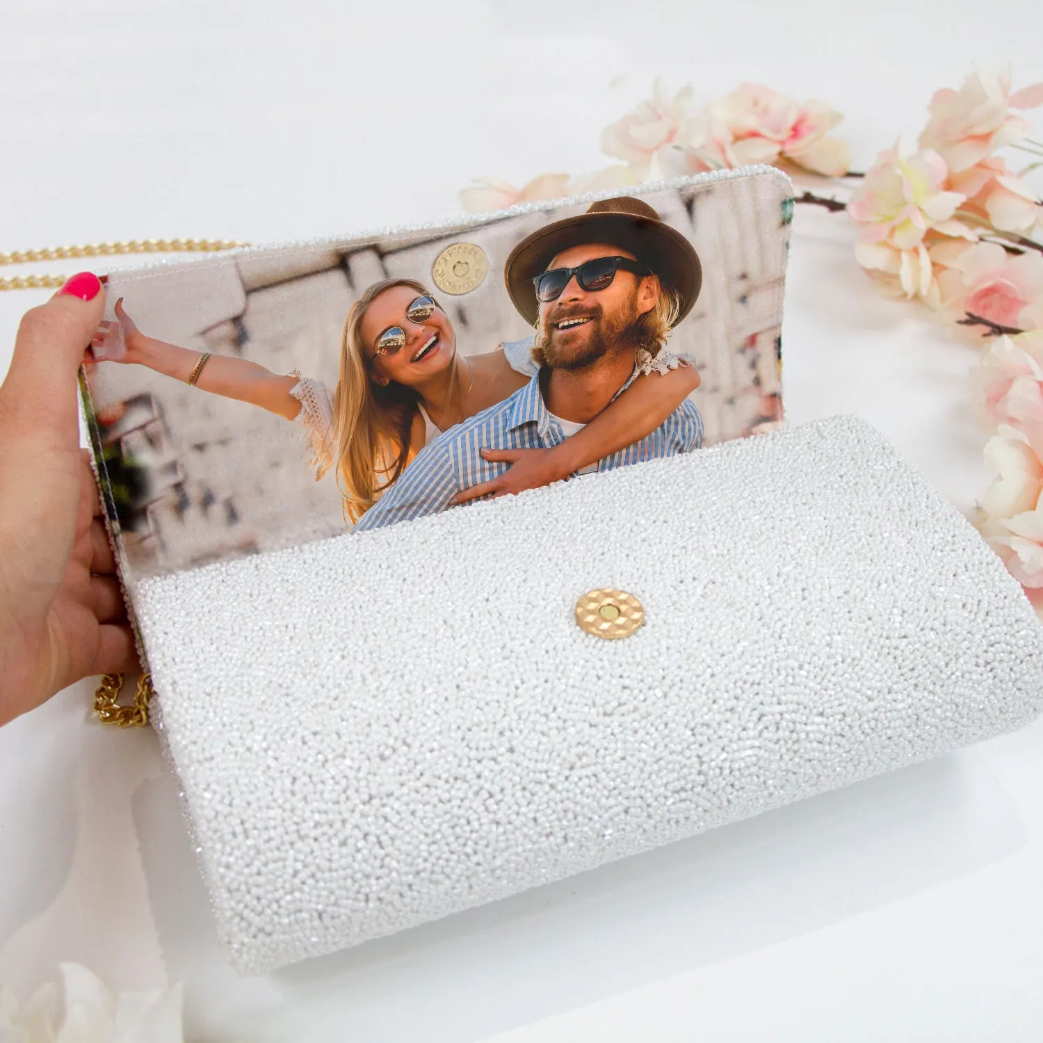 Personalized Pearl Beaded Clutch (FOG)