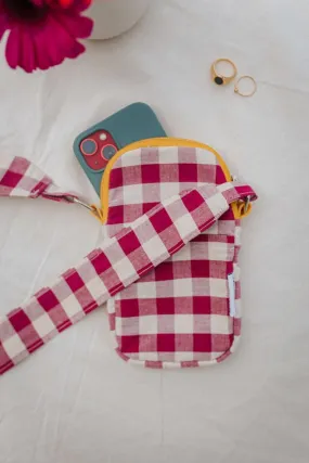 Phone Pouch | Gingham | Red Plum