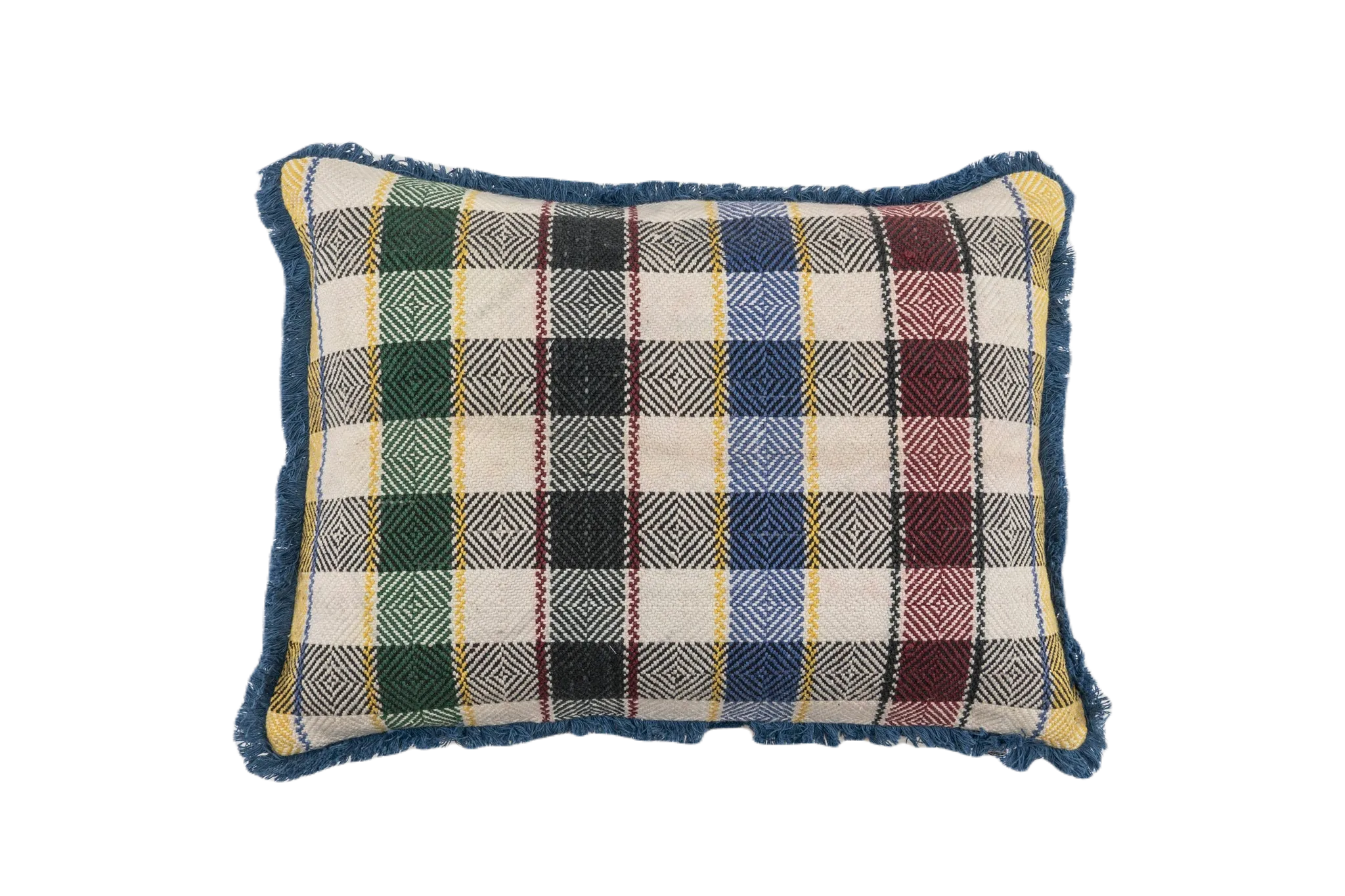 Pillow: Handwoven antique Hungarian hemp - Tartan - P260