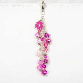 Pink Blossom Planner Charm with a Mixed Pink Crystal Dangle