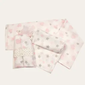 Pink Muslin Gift Set 'Clouds and Stars'