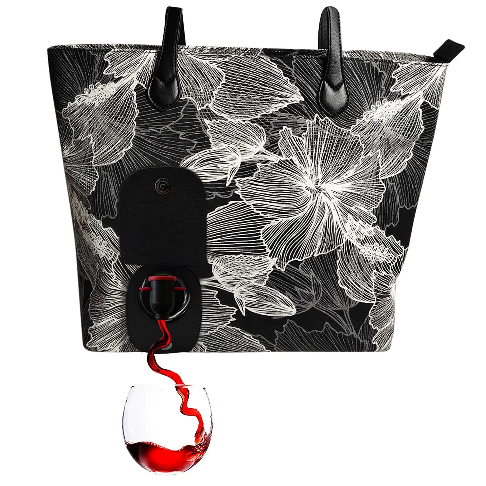 PortoVino Beach City Wine Tote with Hidden, Leakproof & Insulated Compartment, Holds 2