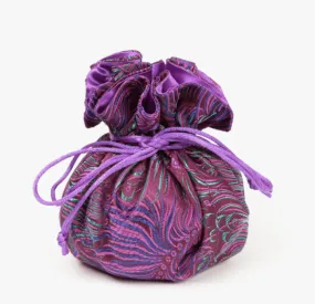 Purple Peacock Brocade Jewelry Pouch