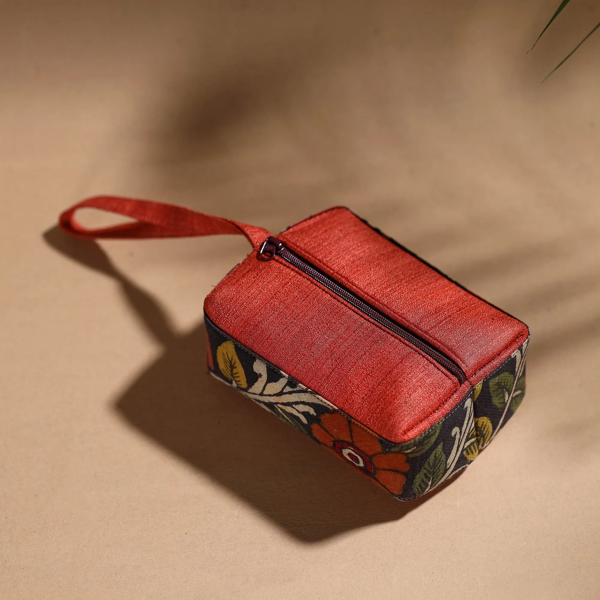 Red - Handpainted Kalamkari Multipurpose Cosmetic/Toiletry Bag 23