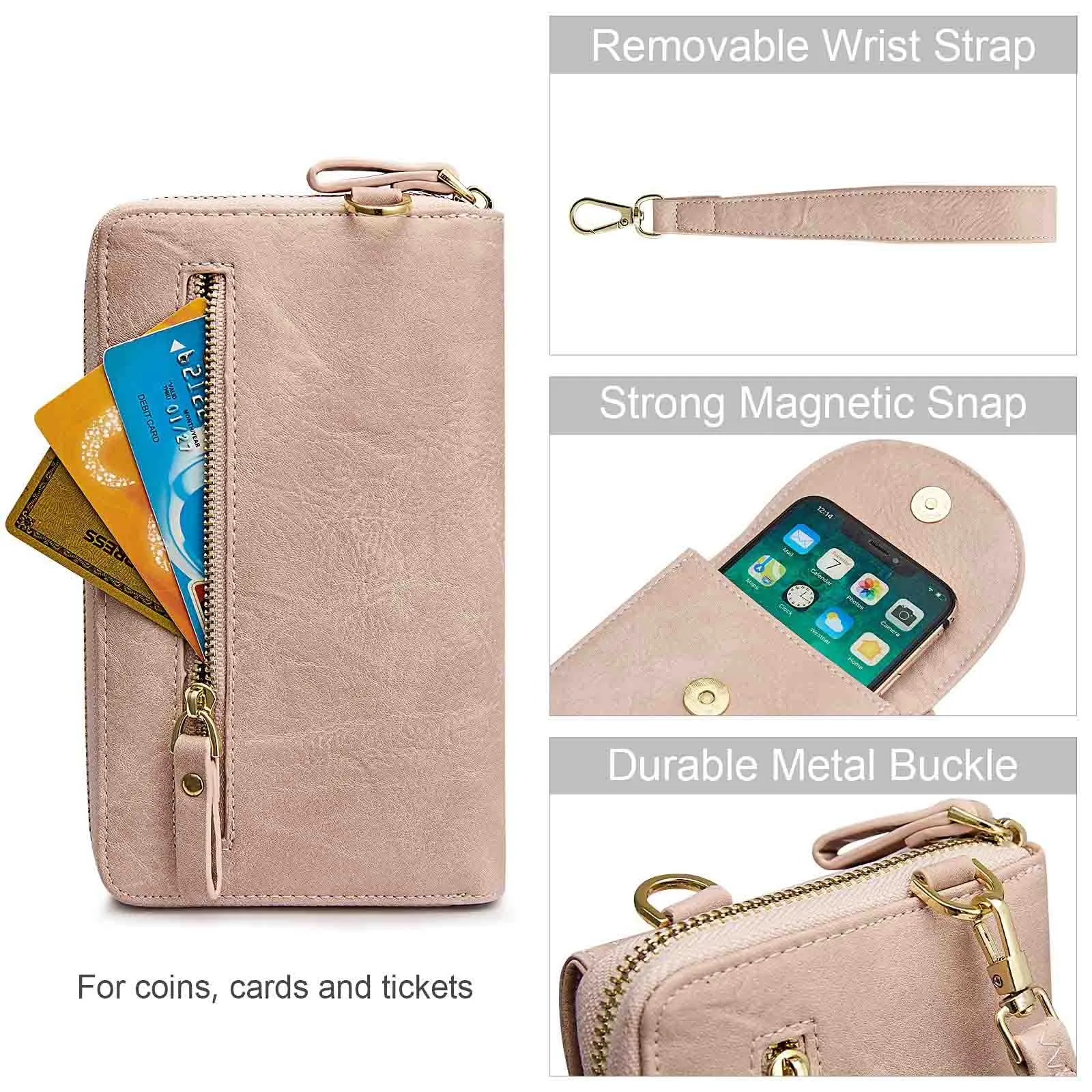 RFID Crossbody Wristlet Cell Phone Purse