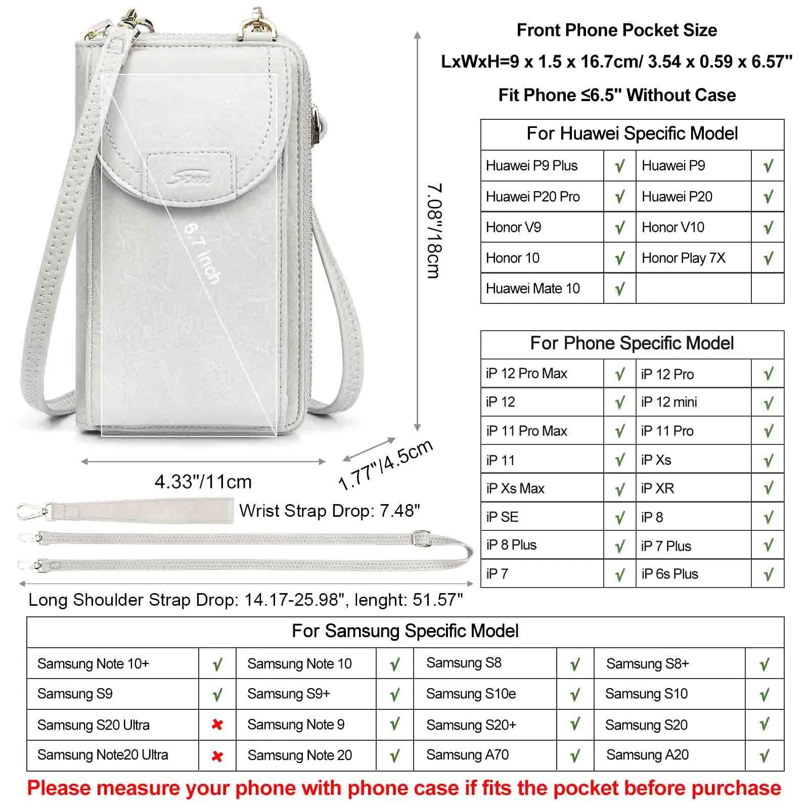 RFID Crossbody Wristlet Cell Phone Purse