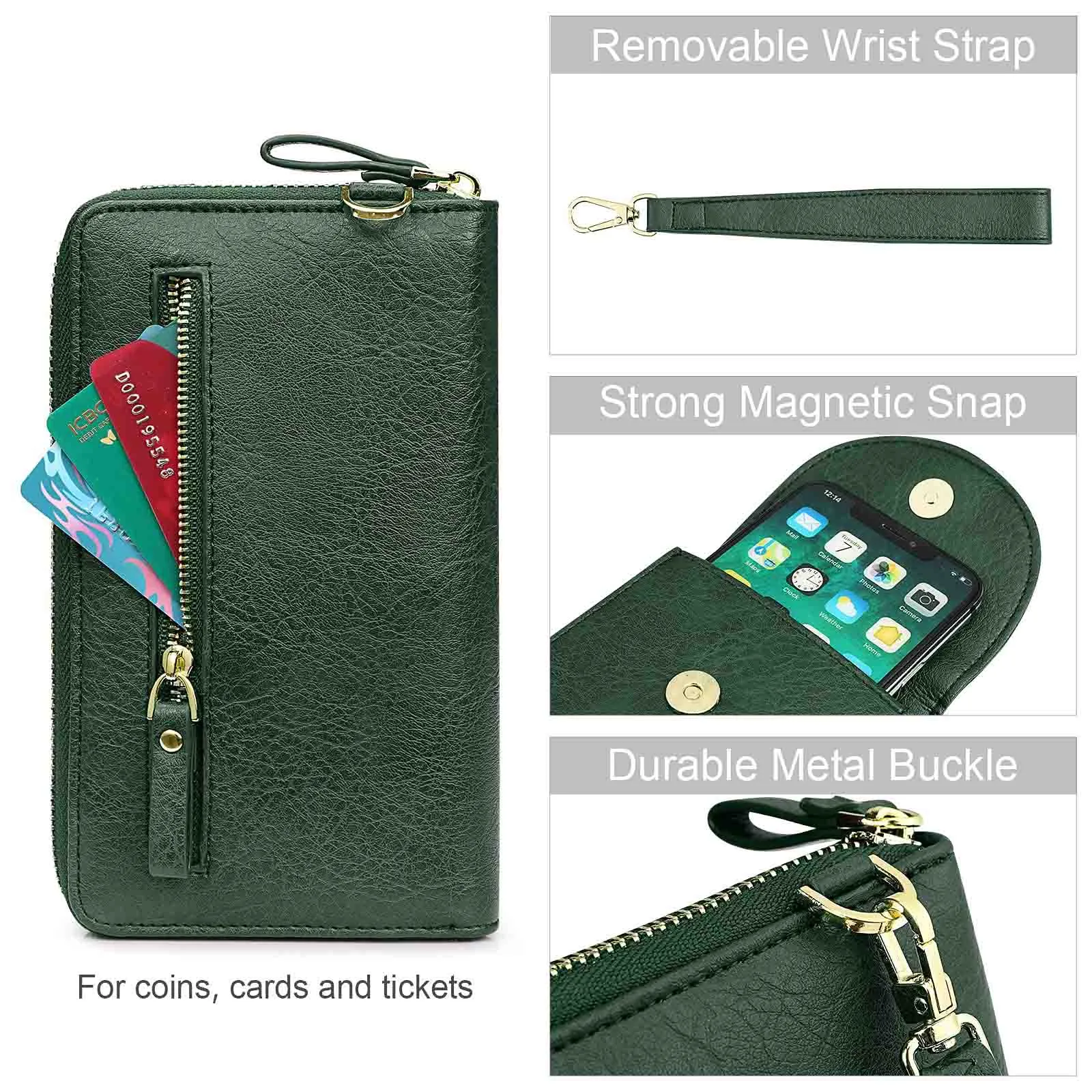 RFID Crossbody Wristlet Cell Phone Purse