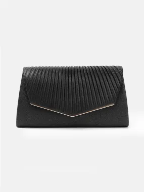 RORY GLITTER ENVELOPE CLUTCH BAG IN BLACK