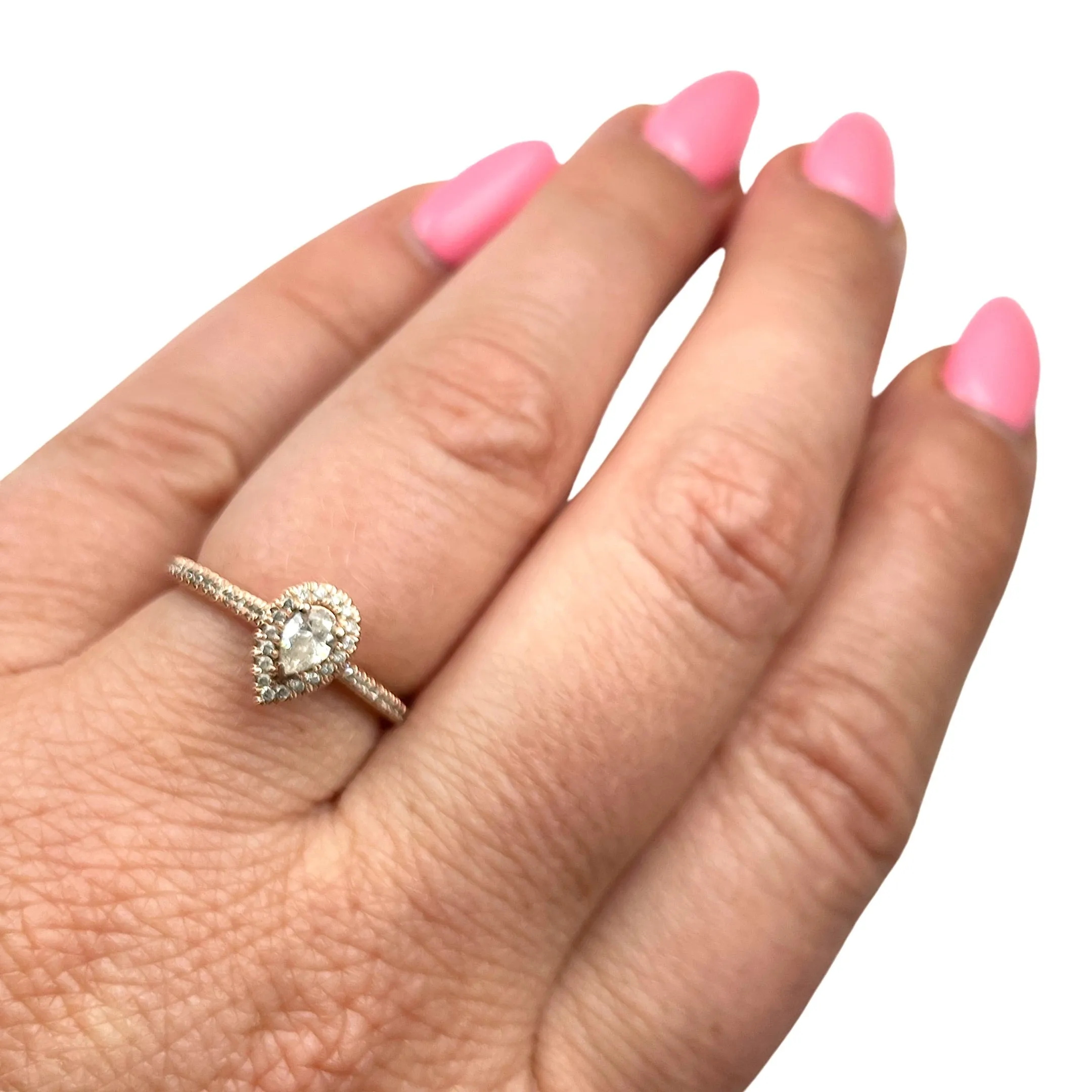 Rose Gold Diamond Halo Ring (Authentic Pre-Owned)