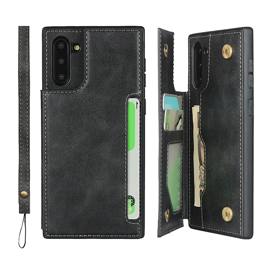 Samsung Note10 Black Shockproof phone case for card slot wallet