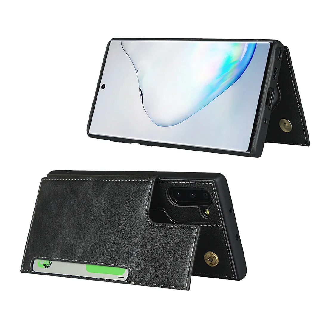 Samsung Note10 Black Shockproof phone case for card slot wallet