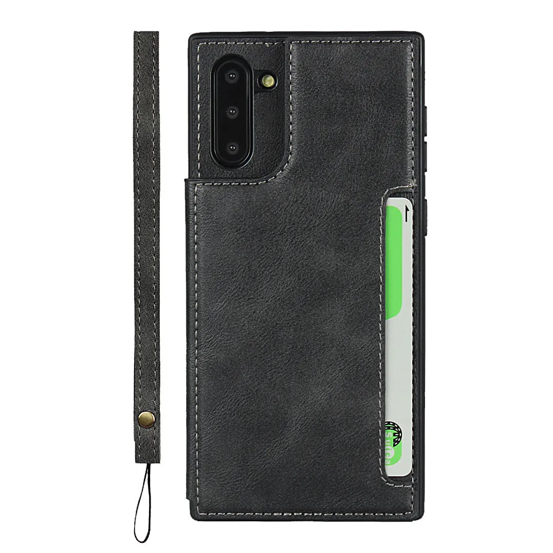 Samsung Note10 Black Shockproof phone case for card slot wallet