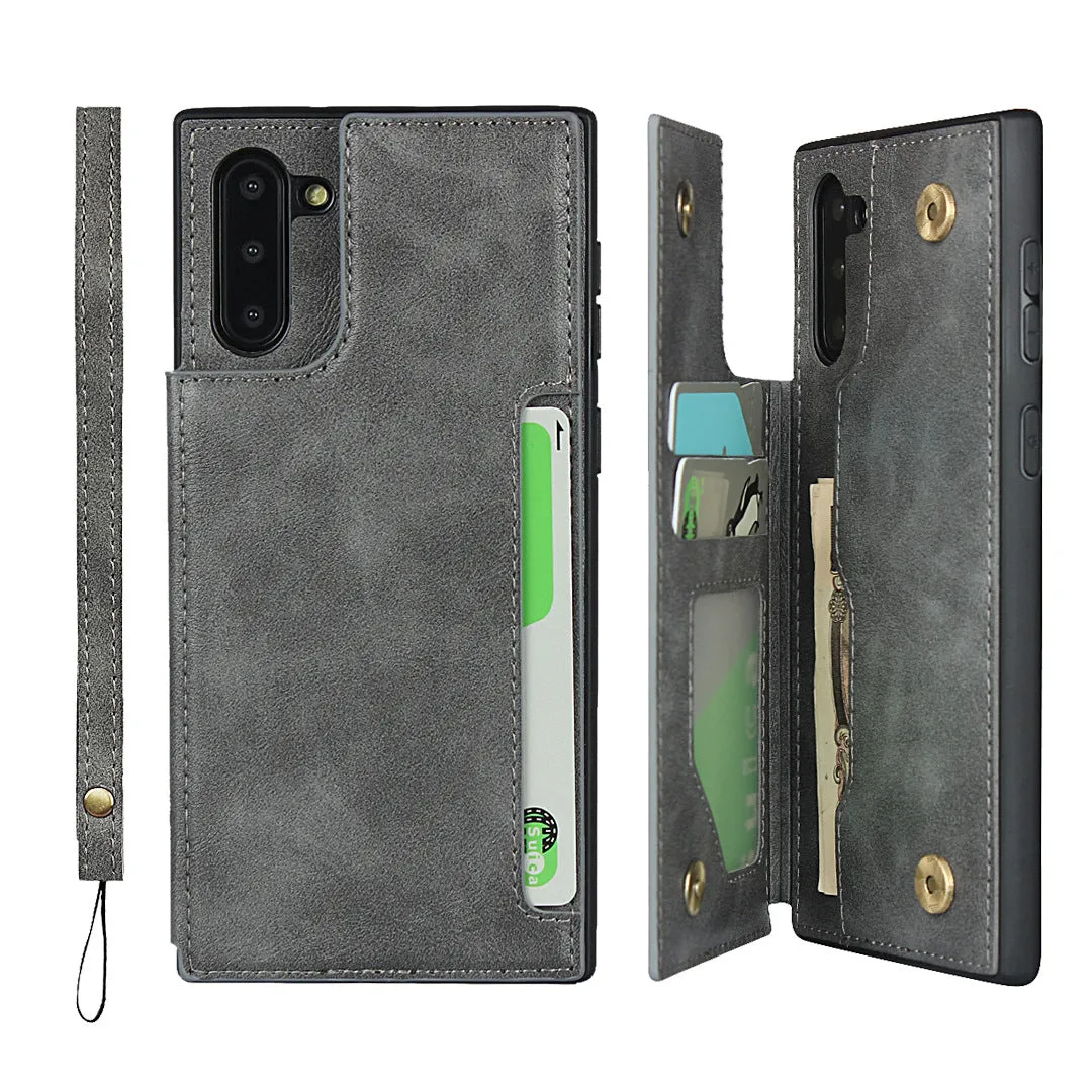 Samsung Note10 Black Shockproof phone case for card slot wallet