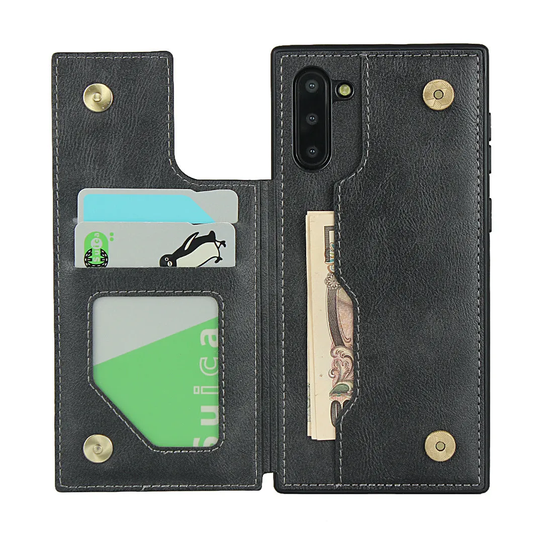 Samsung Note10 Black Shockproof phone case for card slot wallet