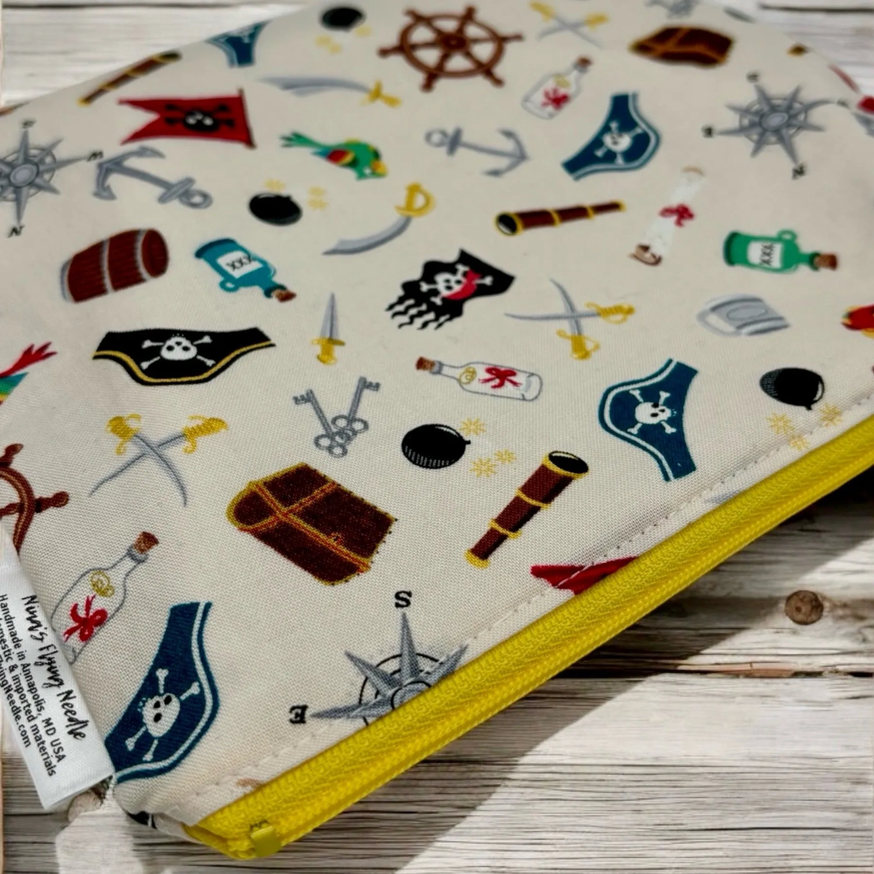 Sandwich Sized Reusable Zippered Bag Pirate Icons