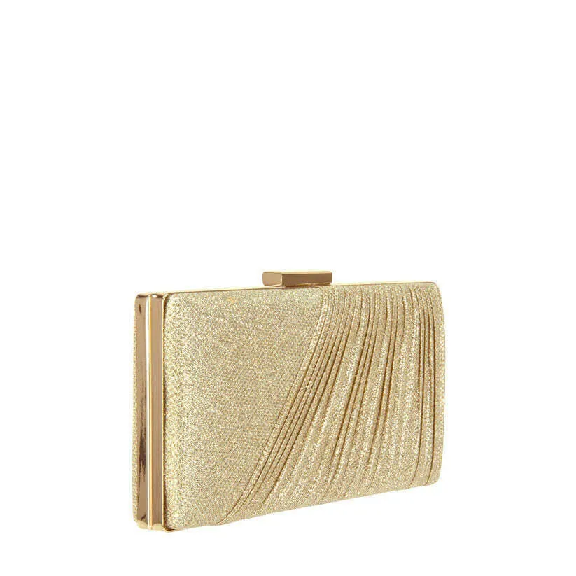 SONDRA ROBERTS - Pleated Box Clutch - Gold