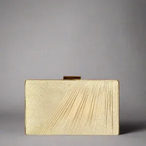 SONDRA ROBERTS - Pleated Box Clutch - Gold