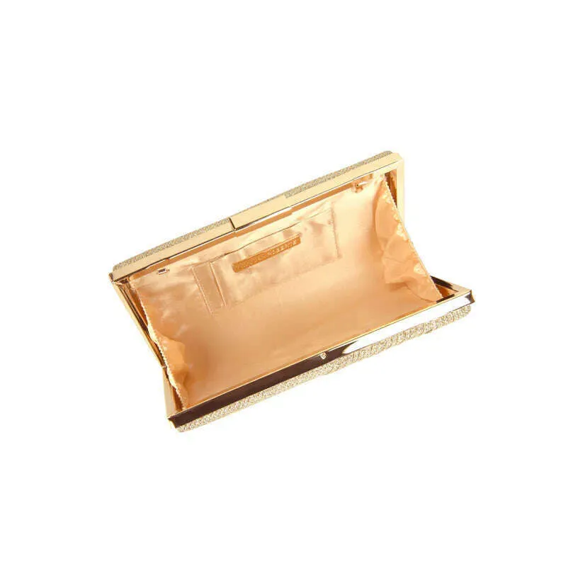 SONDRA ROBERTS - Pleated Box Clutch - Gold