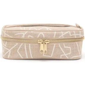 SoYoung Petite Raw Linen Makeup Bag Beauty Poche - Abstract Lines