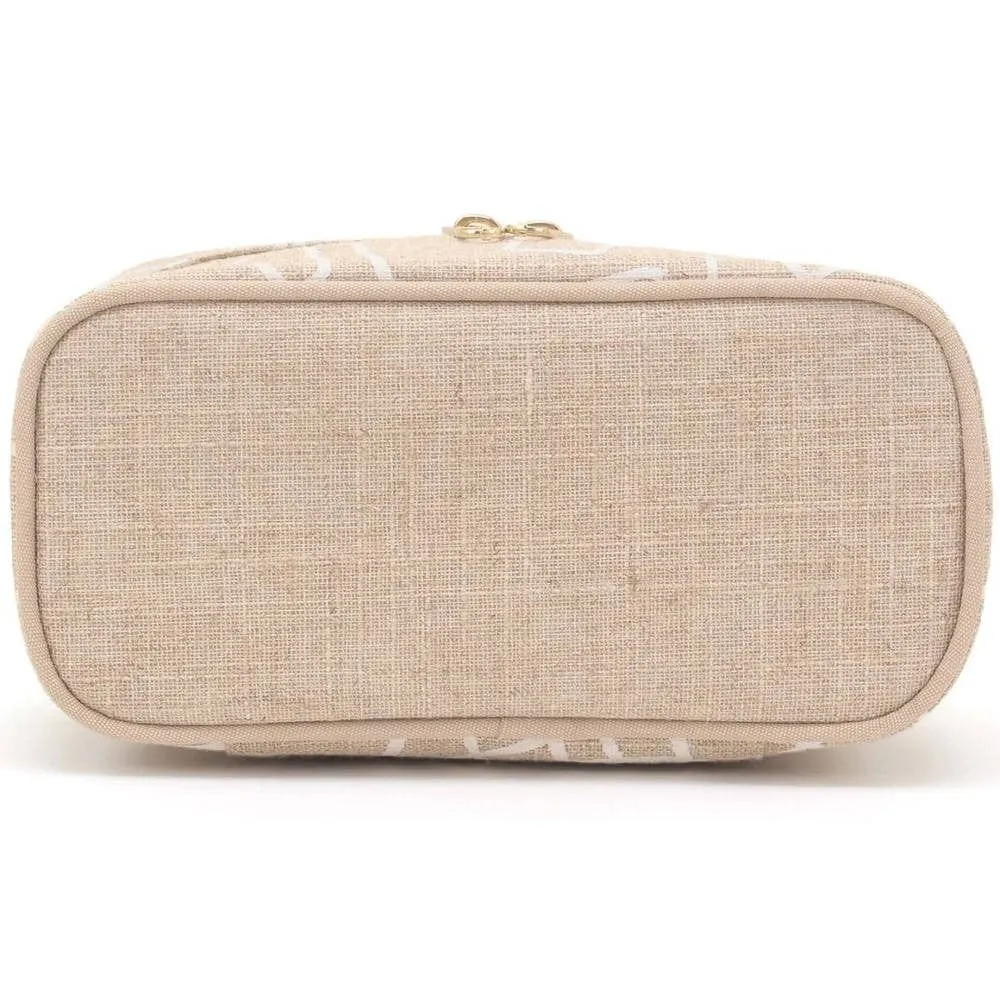 SoYoung Petite Raw Linen Makeup Bag Beauty Poche - Abstract Lines