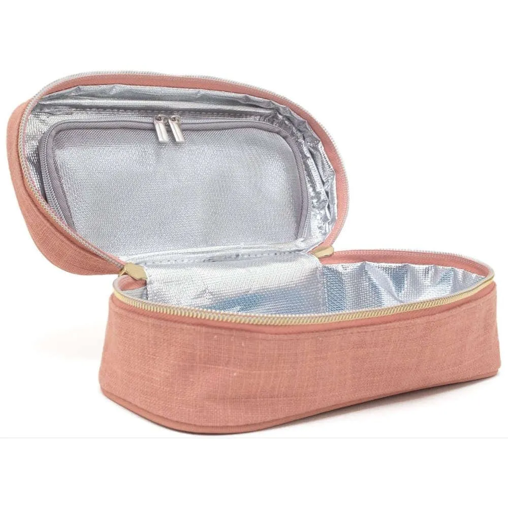 SoYoung Petite Raw Linen Makeup Bag Beauty Poche - Muted Clay