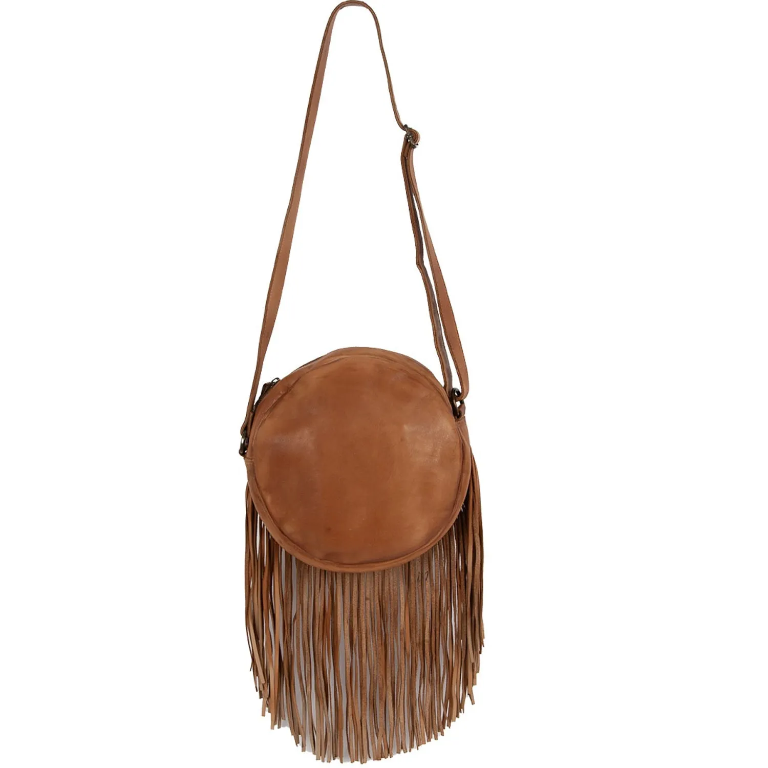 STS Ranchwear Womens Wayfarer Sage Fringe Veg-Tan Leather Crossbody Bag