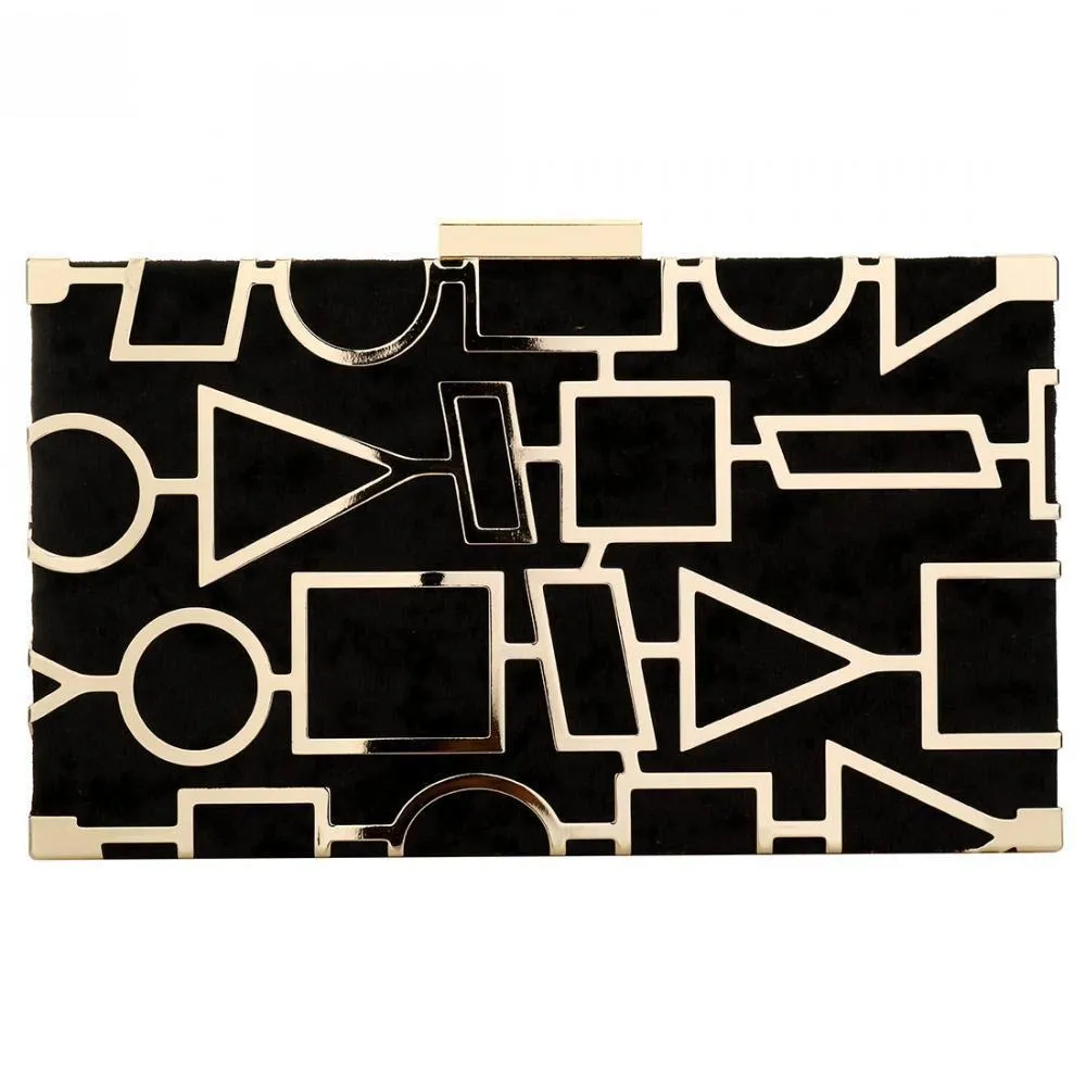 Stylish Elegant Ladies' Zinc Alloy Box Clutches With Geometric Pattern