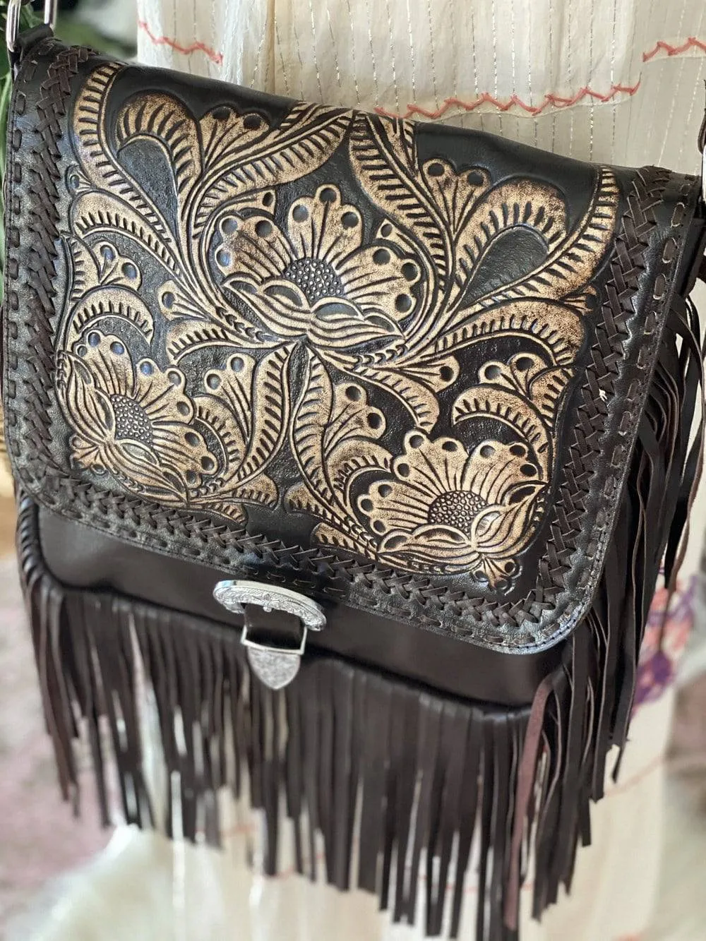 SUNFLOWER FRINGE BAG