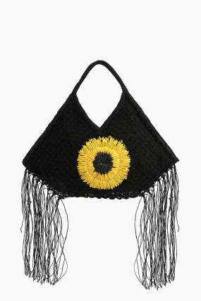 Sunflower Macrame Fringe Bag