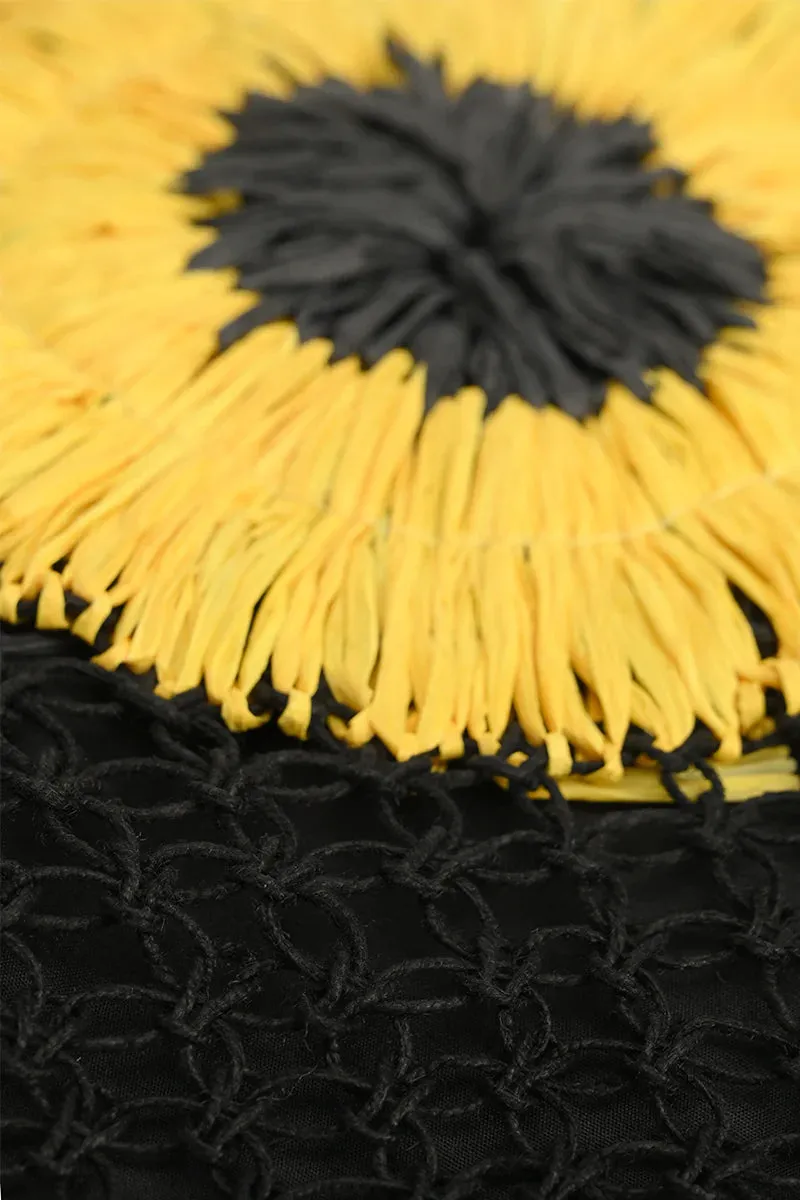 Sunflower Macrame Fringe Bag