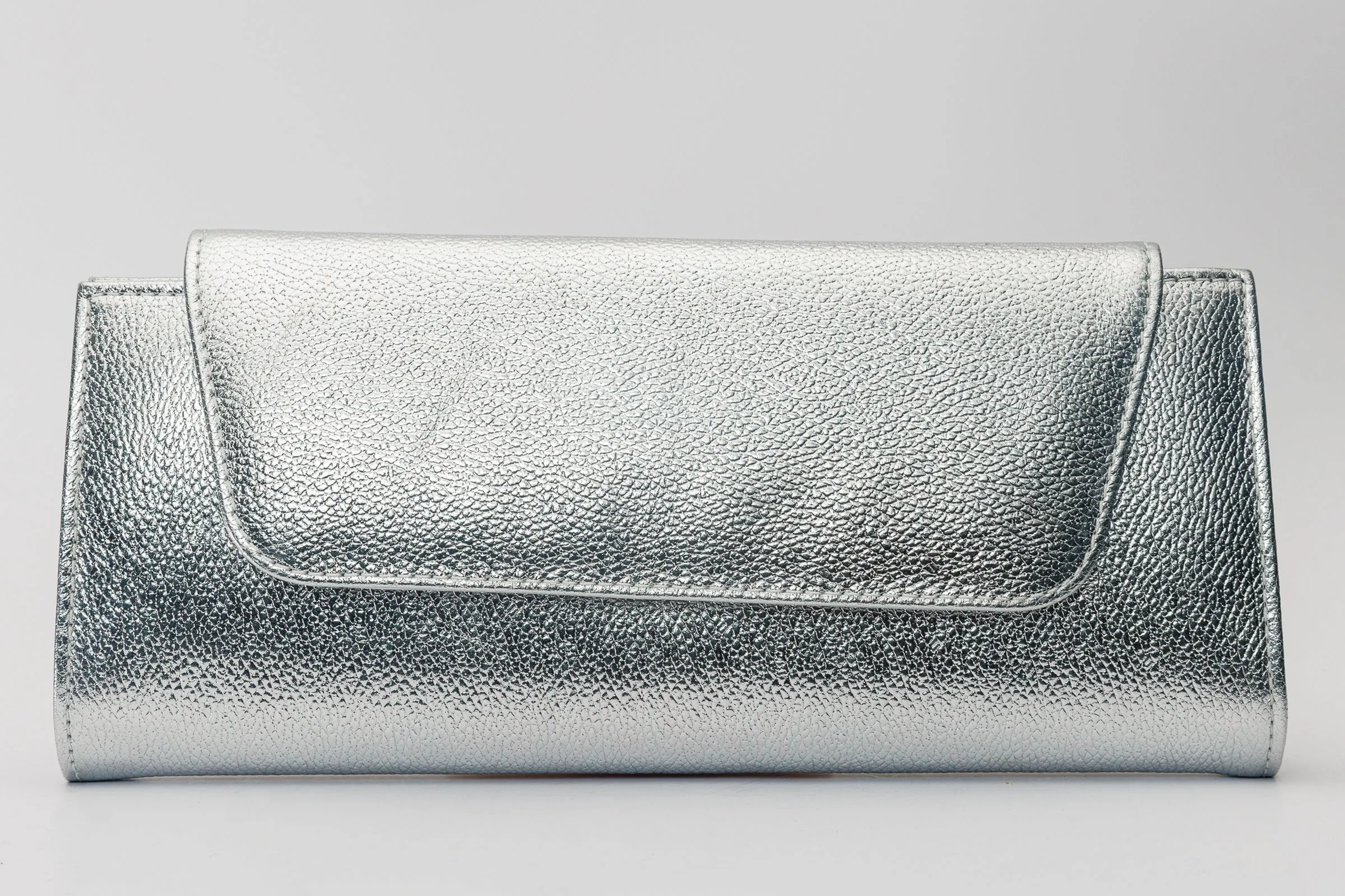 The Ege Silver Leather Clutch