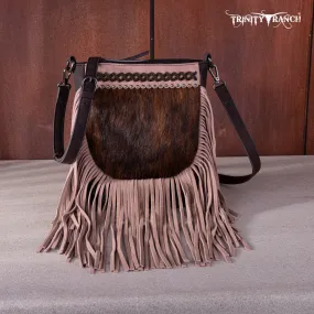 TR171-8360  Trinity Ranch Hair-On Cowhide Fringe Crossbody Bag -Coffee