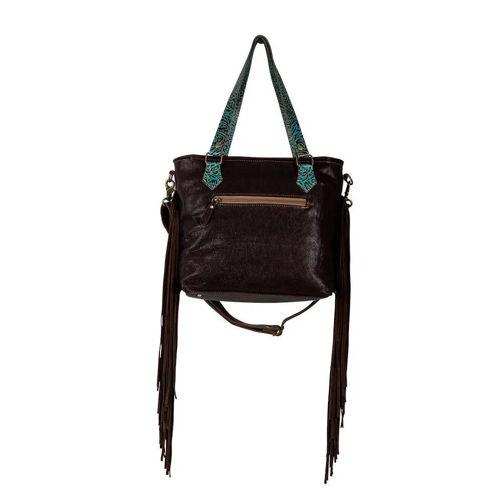 Turquoise Zapata Leather & Hairon Bag.