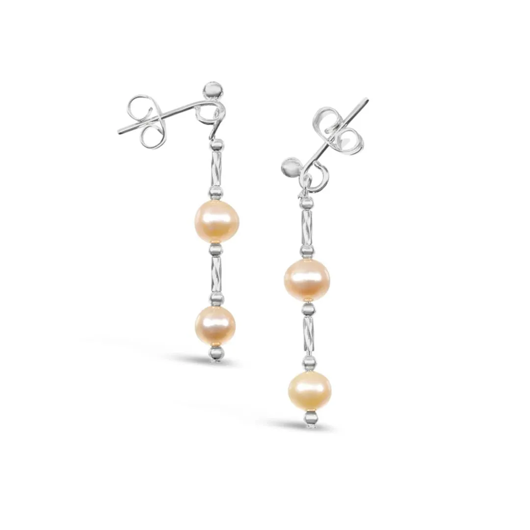 Twist Pearl Earrings Champagne