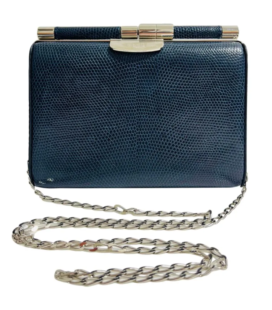 Tyler Ellis Lizard Skin Clutch Bag With Chain Strap