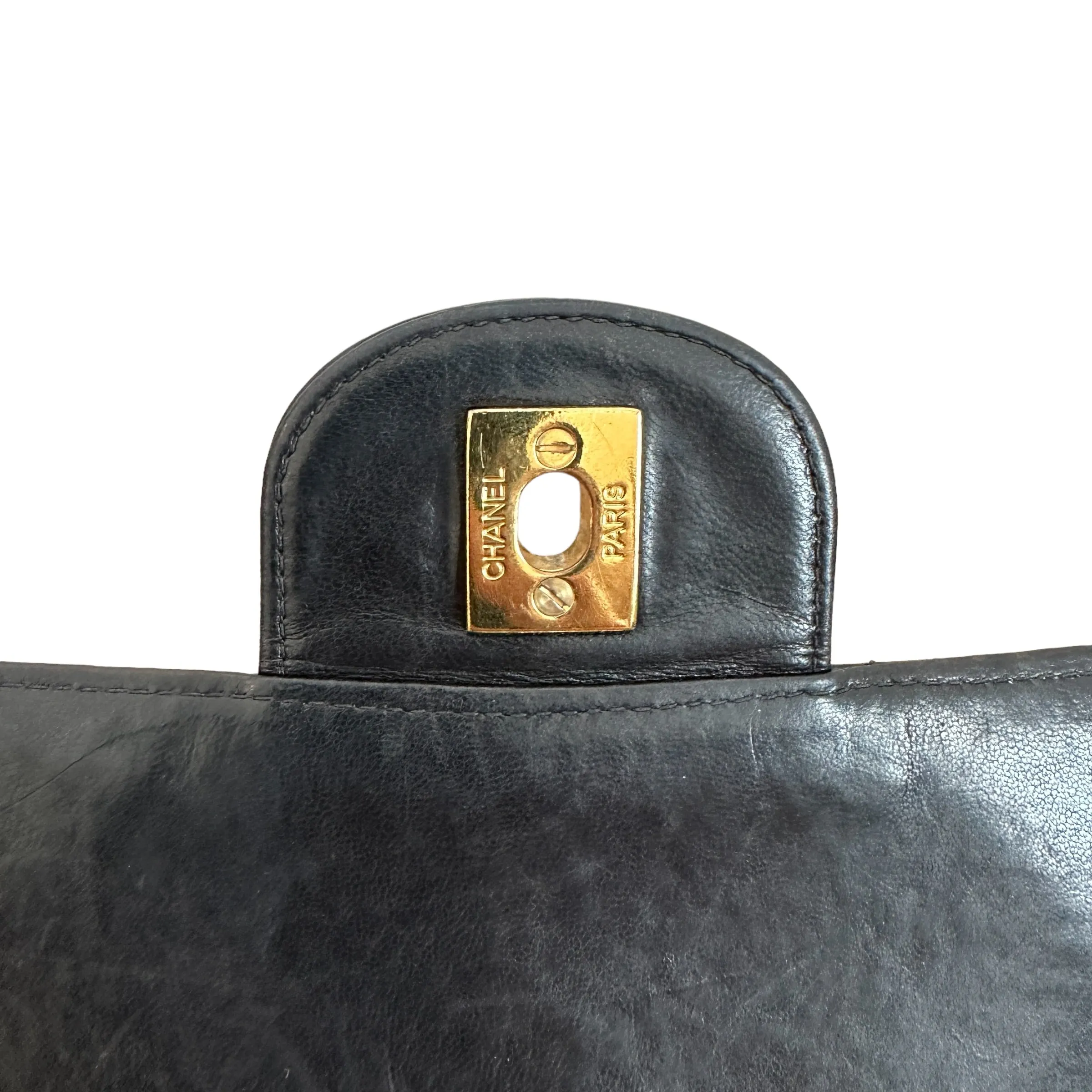 Vintage Black Lambskin Flap Bag