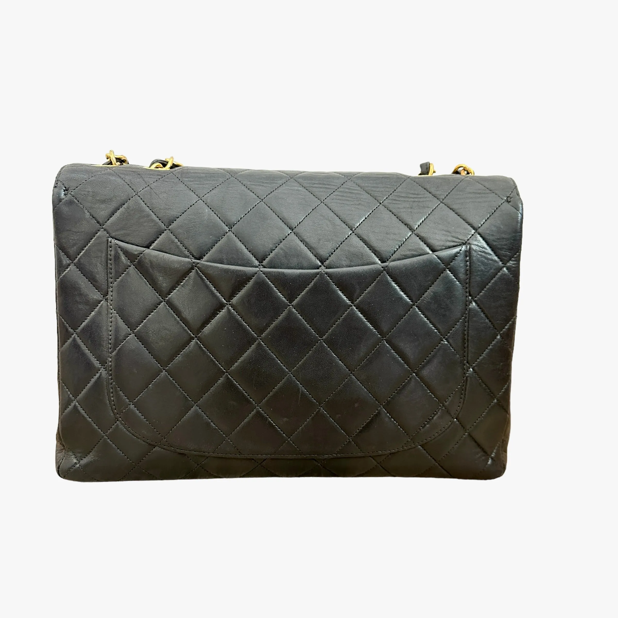 Vintage Black Lambskin Flap Bag