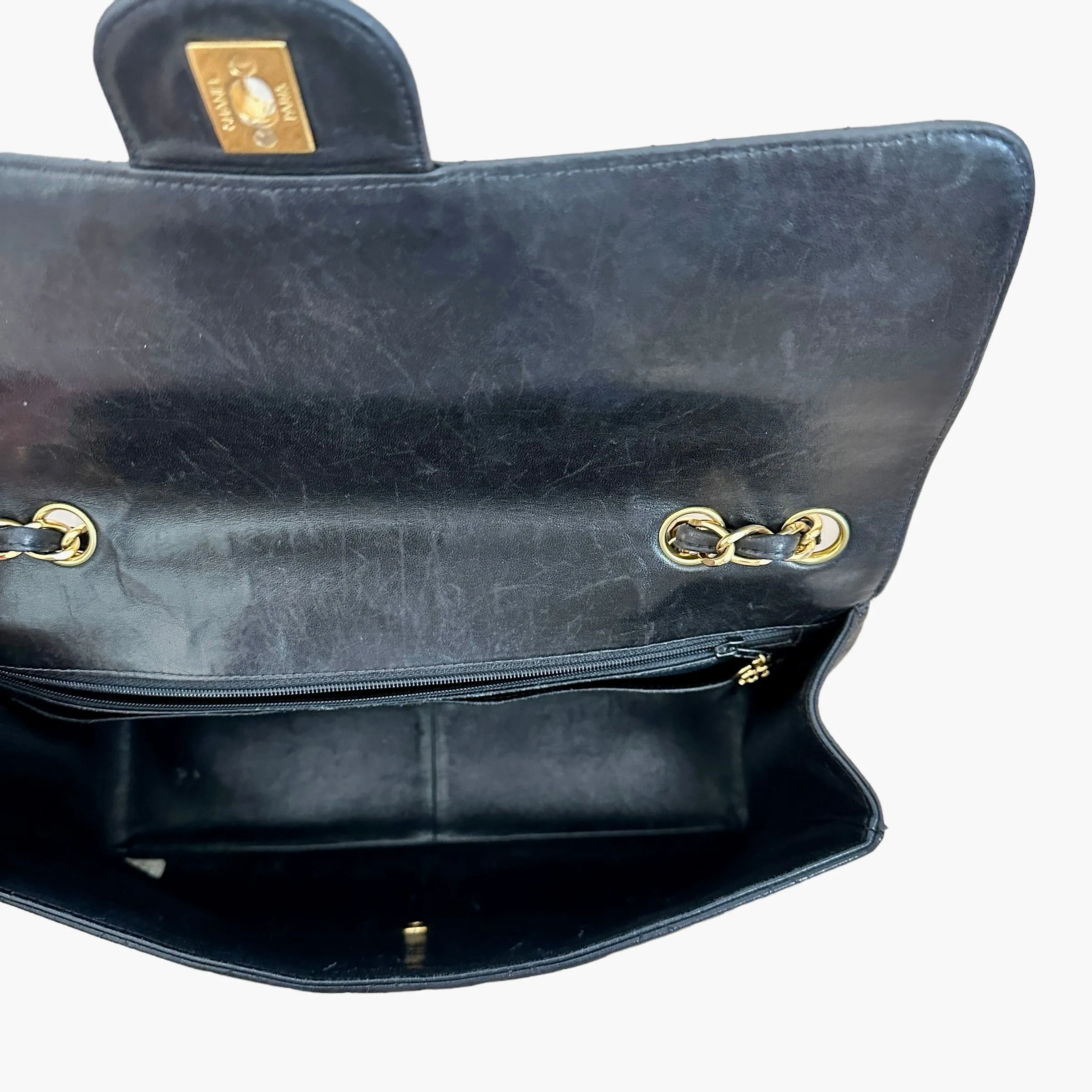 Vintage Black Lambskin Flap Bag