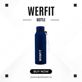 WErFIT Steel Water Bottle for Sports, Hiking, Home, Gym, Office, School, Carrying Strap 700 ml Shaker  (Pack of 1, Blue, Steel)