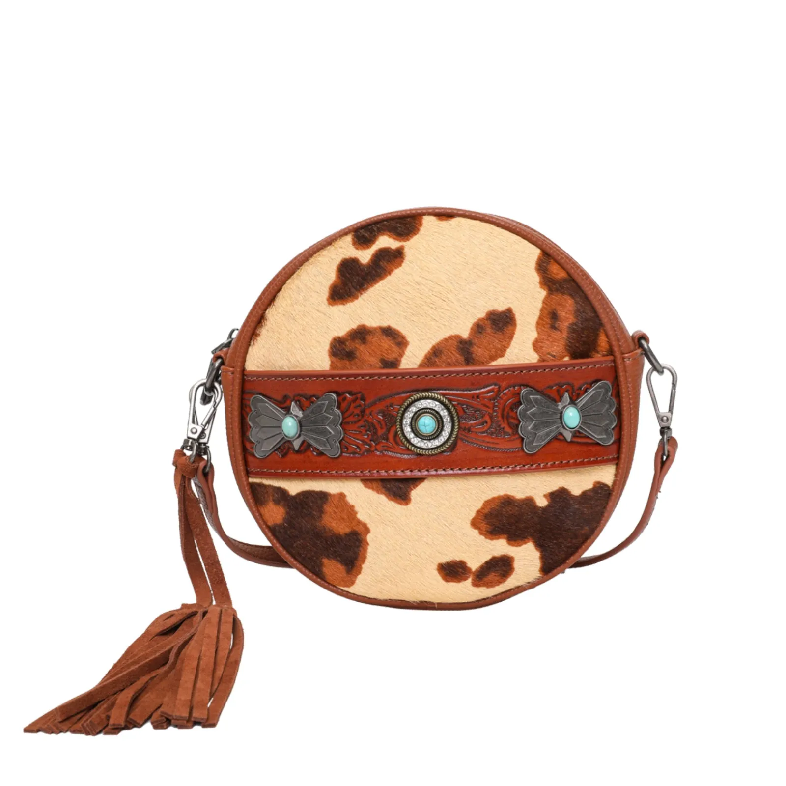 WG34-118 Wrangler Hair-on Collection Circle Wristlet /Crossbody Bag (Wrangler by Montana West)