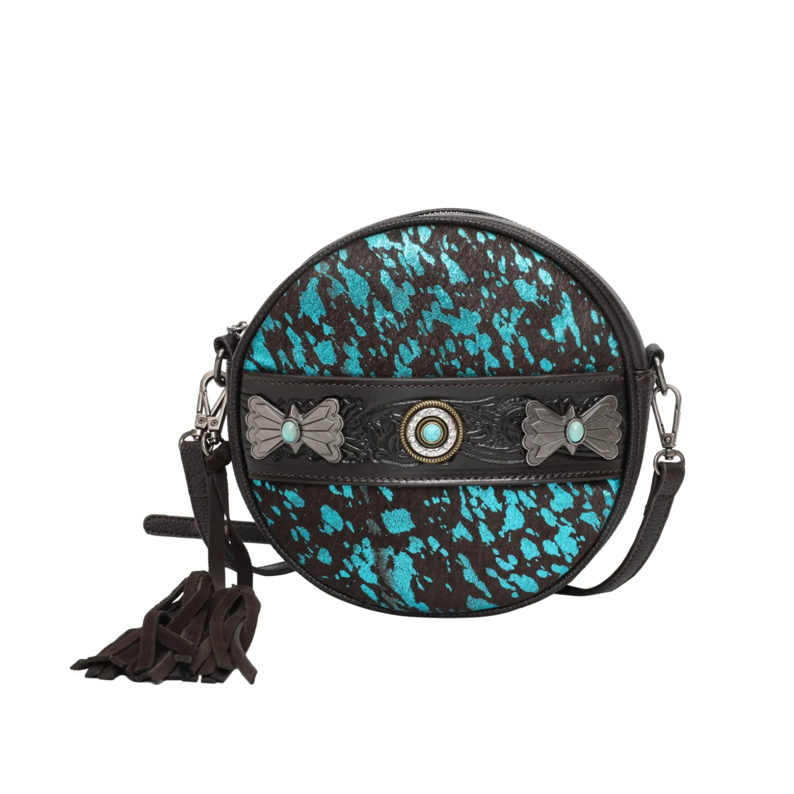 WG34-118 Wrangler Hair-on Collection Circle Wristlet /Crossbody Bag (Wrangler by Montana West)