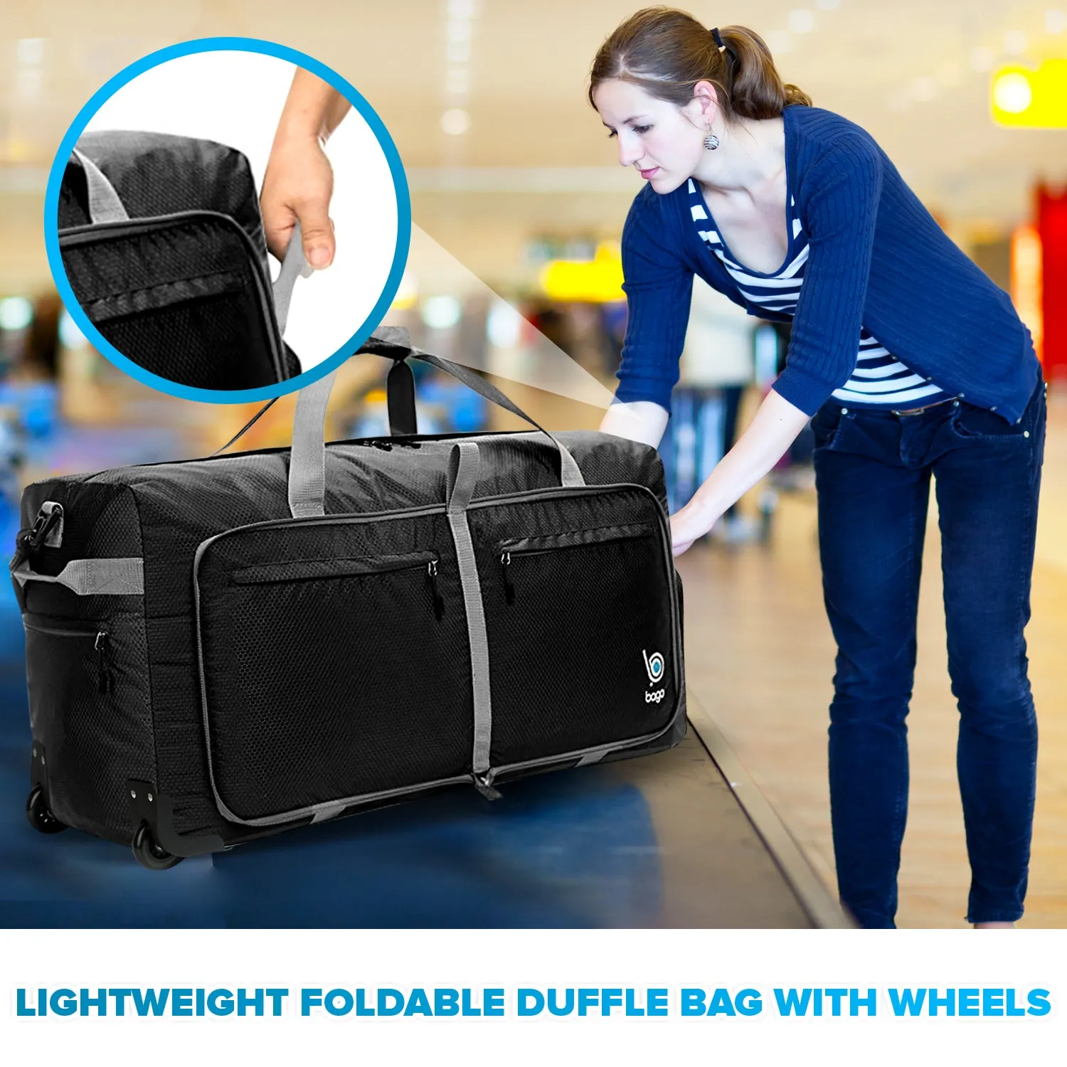 Wheeled Duffle Bag Luggage - 100L Large Rolling Duffel Bag 30 inch Folding Duffle Bag