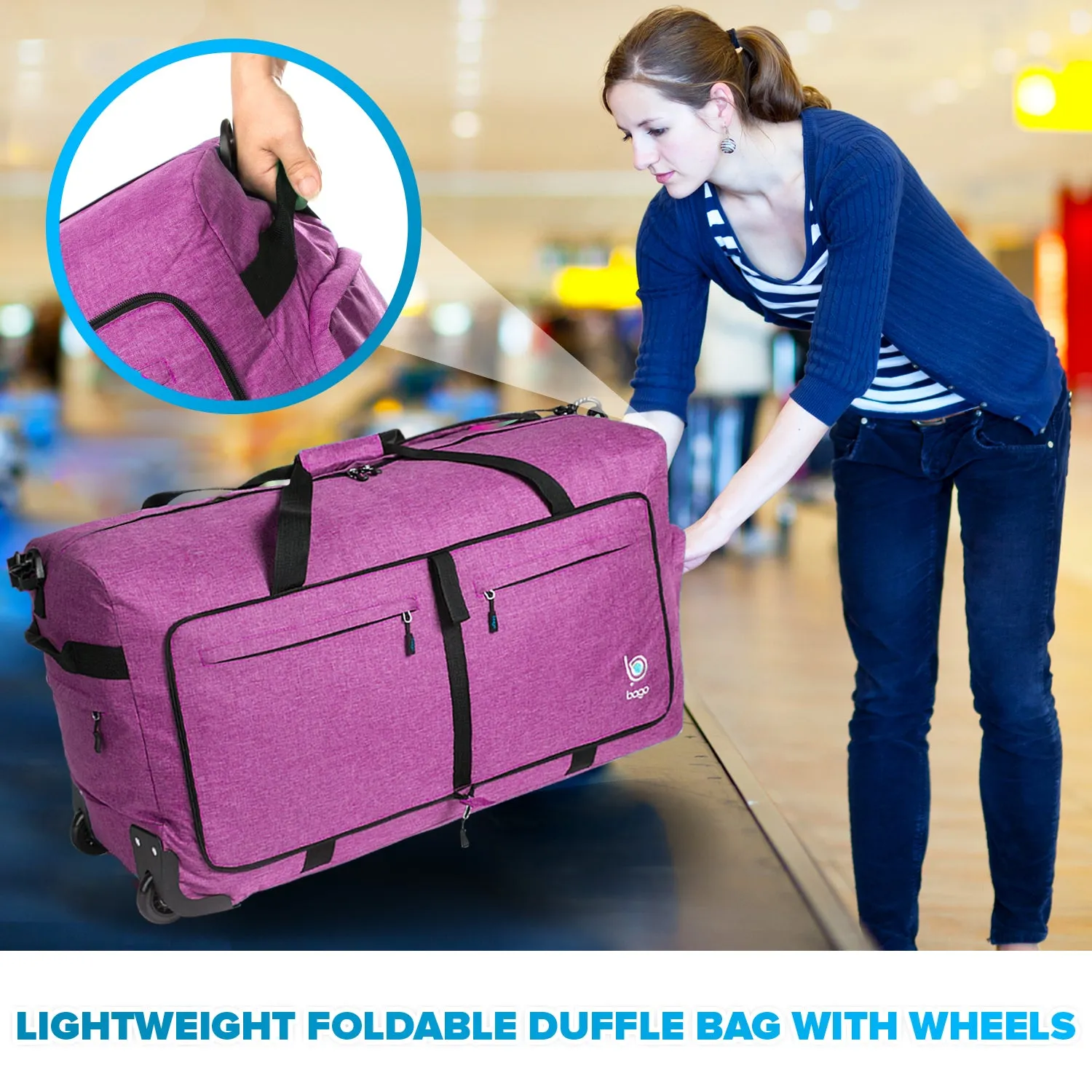 Wheeled Duffle Bag Luggage - 100L Large Rolling Duffel Bag 30 inch Folding Duffle Bag