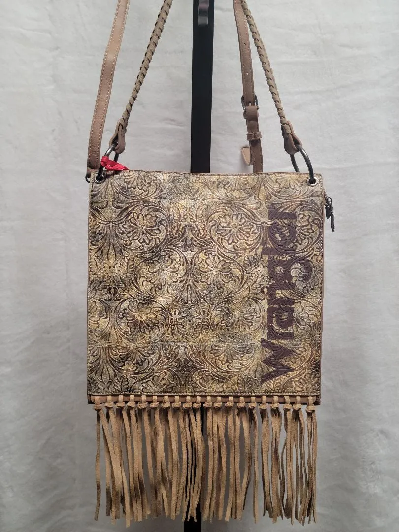 Wrangler Floral Embossed Fringe Concealed Carry Hobo/Crossbody