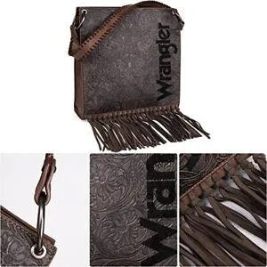 Wrangler Floral Embossed Fringe Concealed Carry Hobo/Crossbody