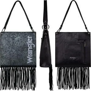 Wrangler Floral Embossed Fringe Concealed Carry Hobo/Crossbody